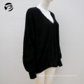 V Neck Lace  black Women cable knit sweaters pullover long sleeve lana women's wool sweater
